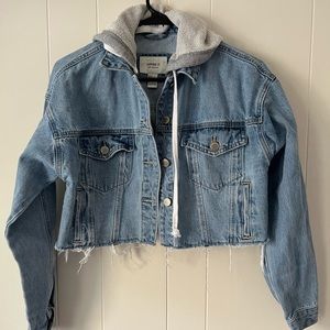 Forever 21 cropped denim jacket with hood